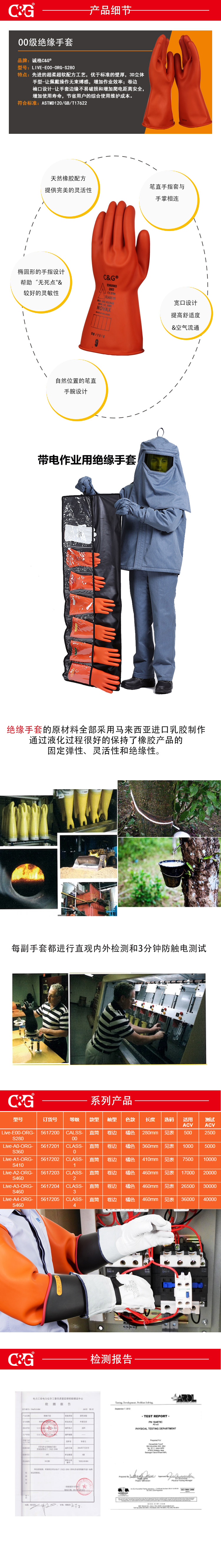 00級絕緣手套(tào)橘色直筒款